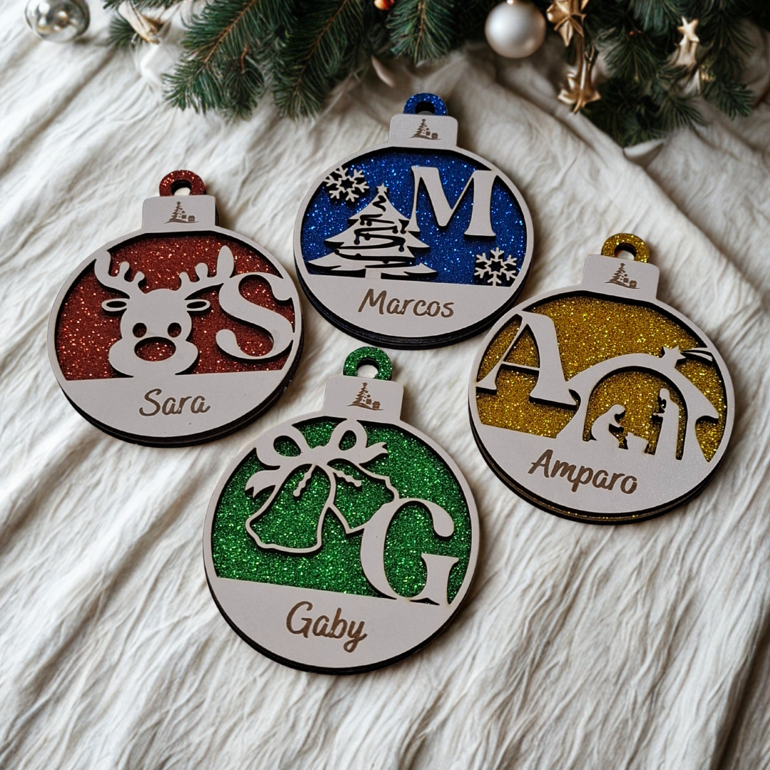 Bolas de Navidad Personalizadas Glitter