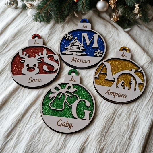 Bolas de Navidad Personalizadas Glitter