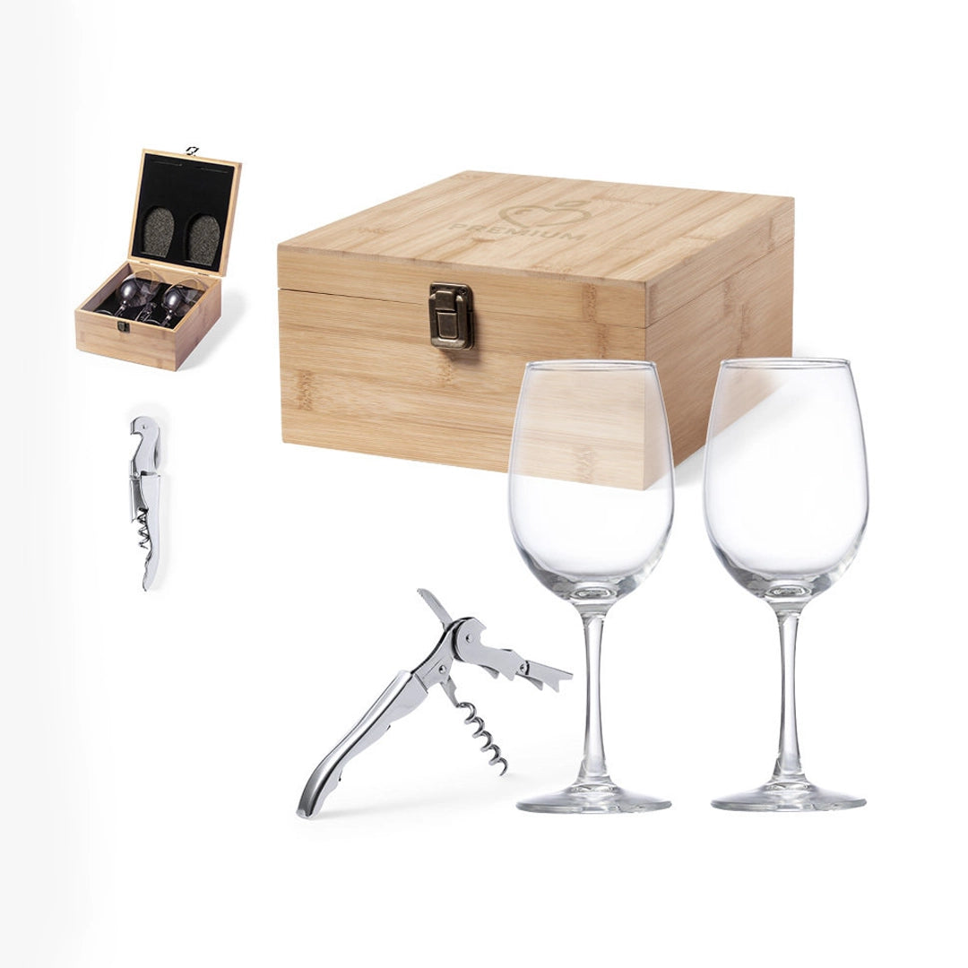 Set de vino con 2 copas