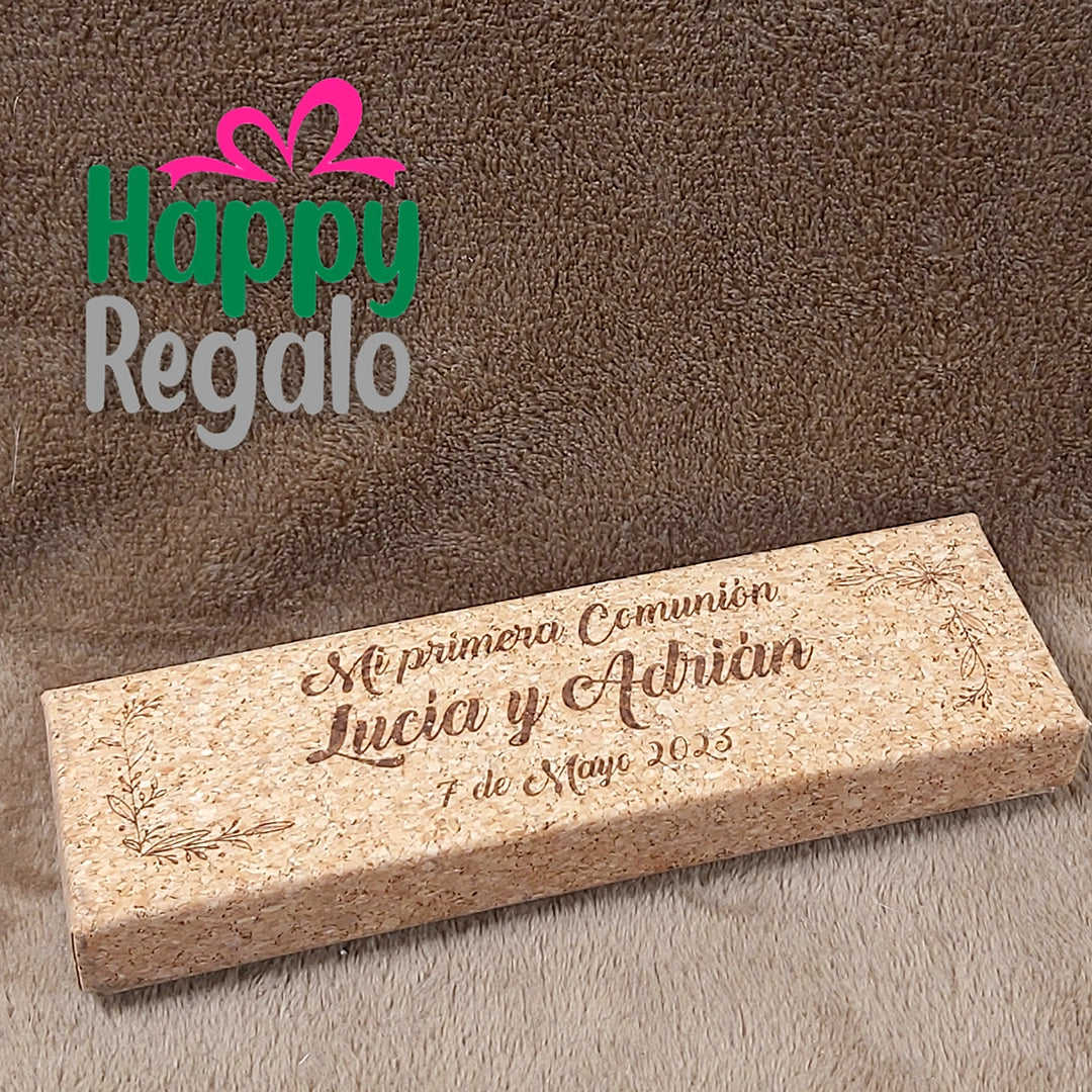 Estuche de corcho con bolígrafos