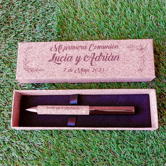 Estuche de corcho con bolígrafos - 1 boígrafo