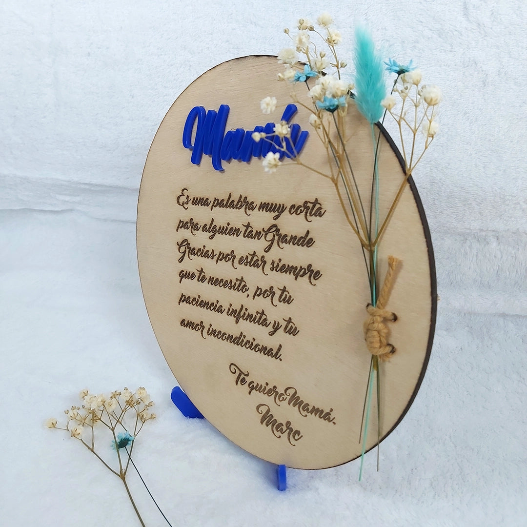 Placa madera circular "Mamá"