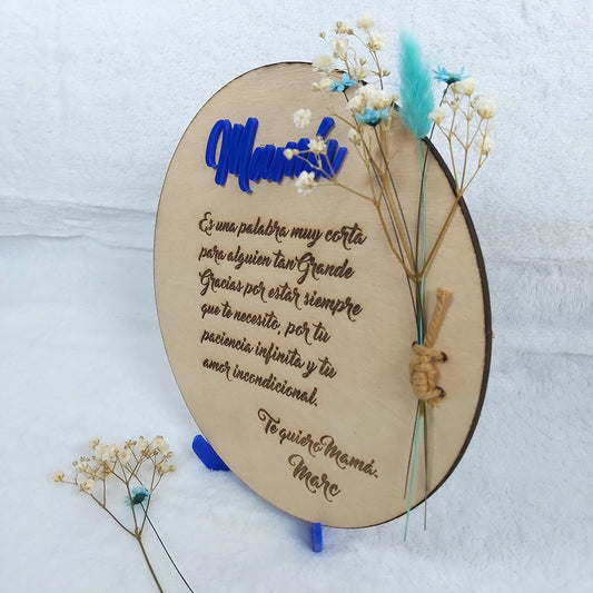 Placa madera circular "Mamá"