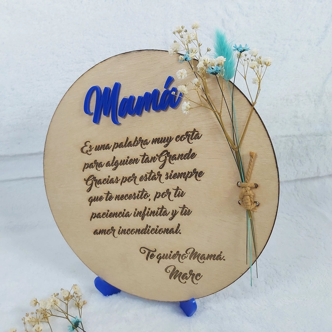 Placa madera circular "Mamá"