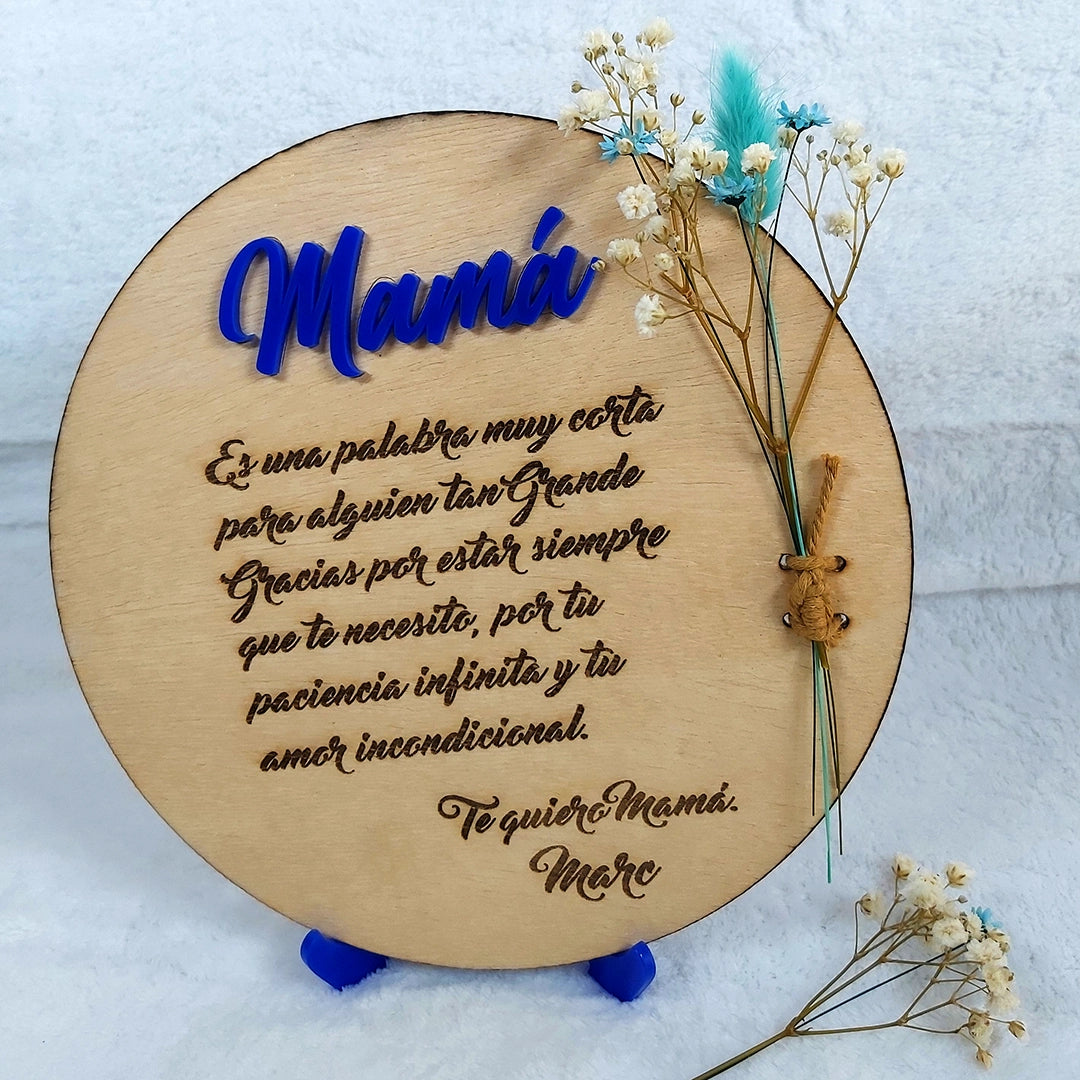 Placa madera circular "Mamá"