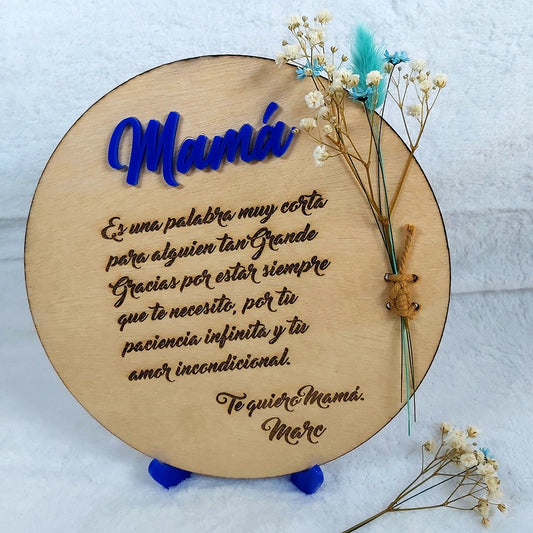 Placa madera circular "Mamá"