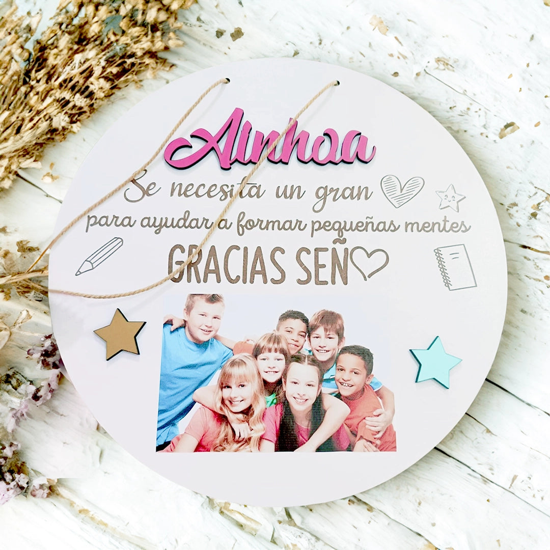 Placa personalizada para profes con foto