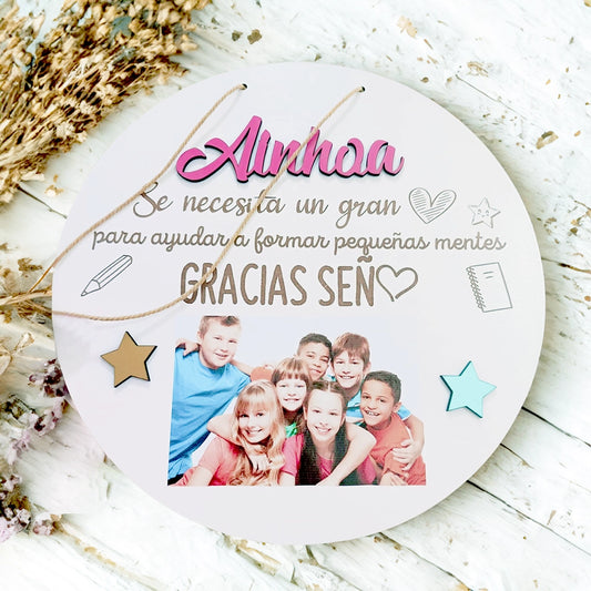 Placa personalizada para profes con foto