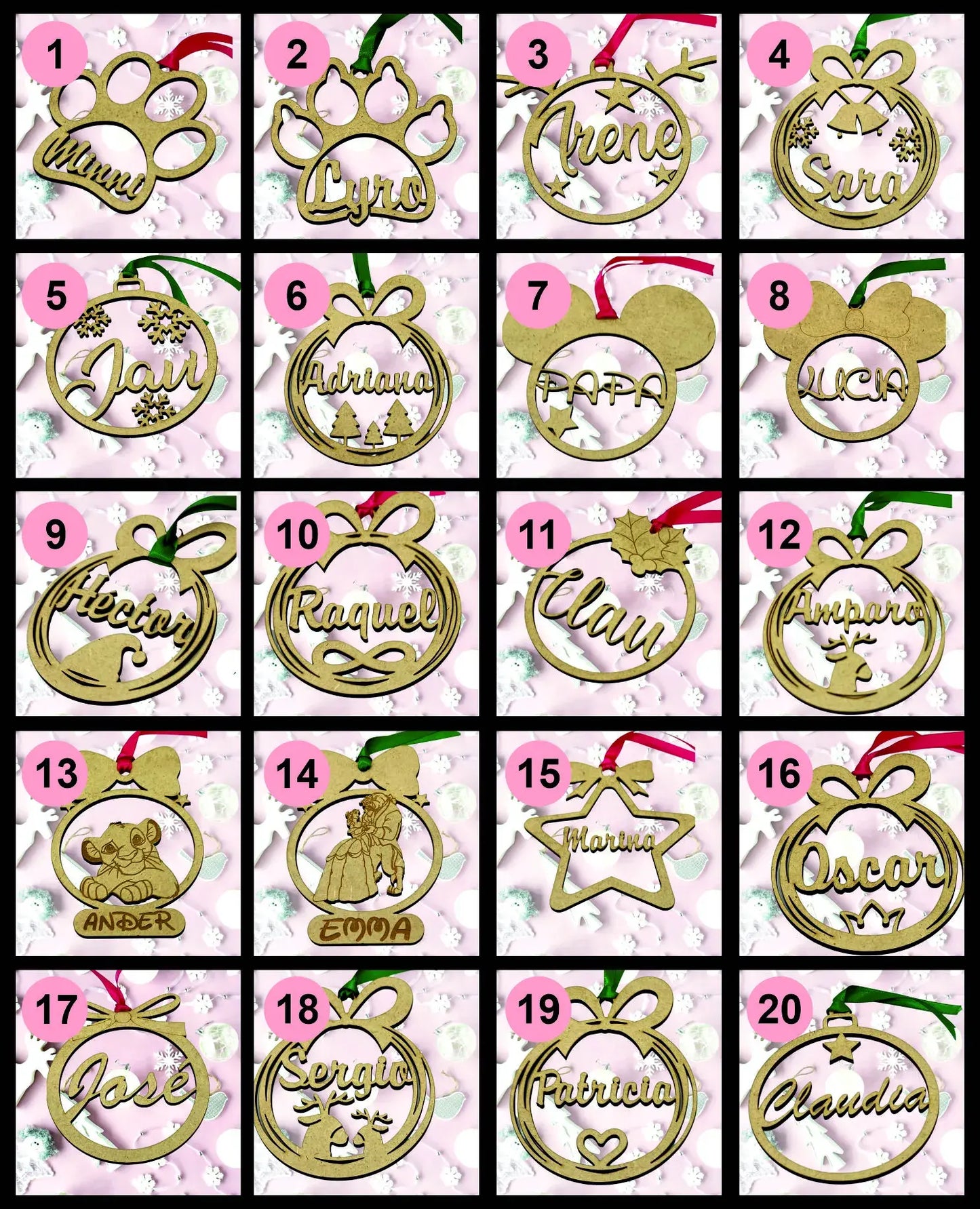 Bolas de Navidad personalizadas madera