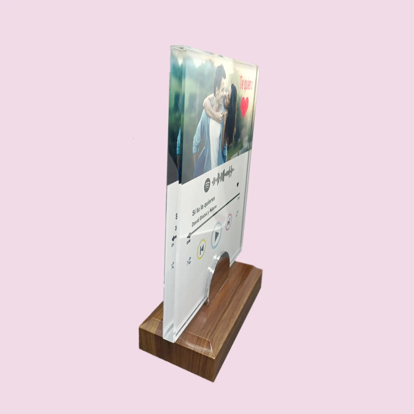 Placa Spotify base madera
